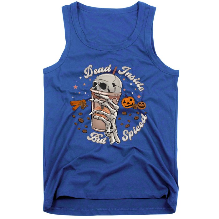 Funny Dead Inside But Spiced Skeletons Cup Spooky Halloween Gift Tank Top