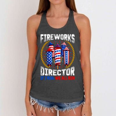 Fireworks Director If I Run We All Run US 4th Of July Women's Knotted Racerback Tank