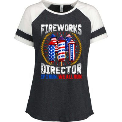 Fireworks Director If I Run We All Run US 4th Of July Enza Ladies Jersey Colorblock Tee