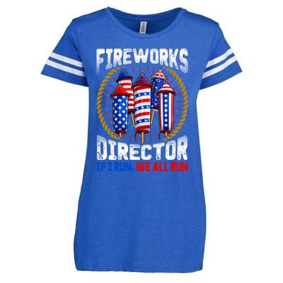 Fireworks Director If I Run We All Run US 4th Of July Enza Ladies Jersey Football T-Shirt