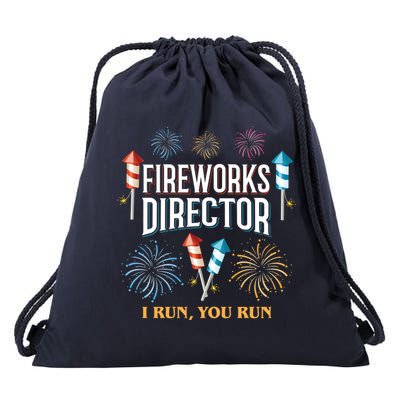 Fireworks Director I Run You Run Funny Drawstring Bag