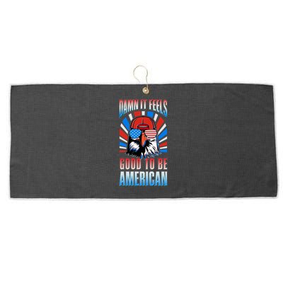 Funny Damn It Feels Good To Be American Eagle 4th Of July Large Microfiber Waffle Golf Towel