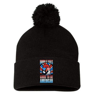 Funny Damn It Feels Good To Be American Eagle 4th Of July Pom Pom 12in Knit Beanie