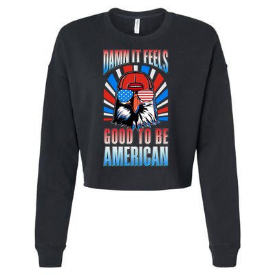Funny Damn It Feels Good To Be American Eagle 4th Of July Cropped Pullover Crew