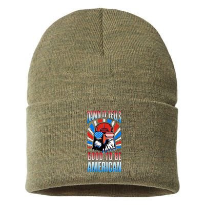 Funny Damn It Feels Good To Be American Eagle 4th Of July Sustainable Knit Beanie