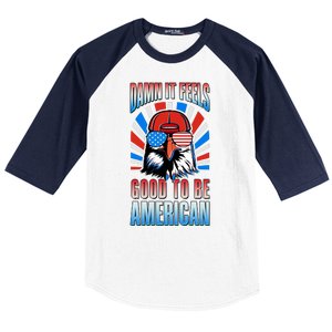 Funny Damn It Feels Good To Be American Eagle 4th Of July Baseball Sleeve Shirt