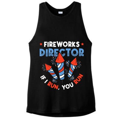Fireworks Director If I Run You Run Pyrotechnician Ladies PosiCharge Tri-Blend Wicking Tank