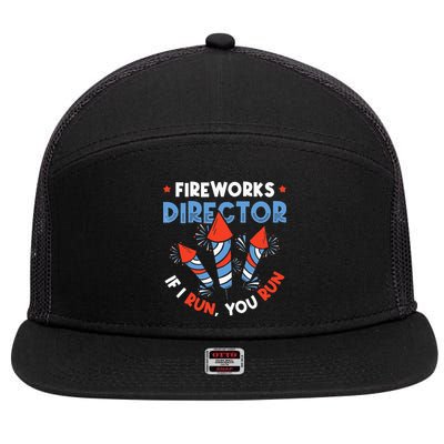 Fireworks Director If I Run You Run Pyrotechnician 7 Panel Mesh Trucker Snapback Hat