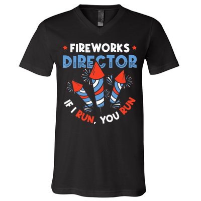 Fireworks Director If I Run You Run Pyrotechnician V-Neck T-Shirt