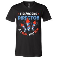 Fireworks Director If I Run You Run Pyrotechnician V-Neck T-Shirt