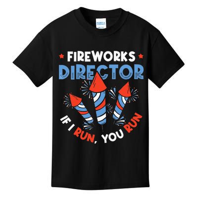 Fireworks Director If I Run You Run Pyrotechnician Kids T-Shirt