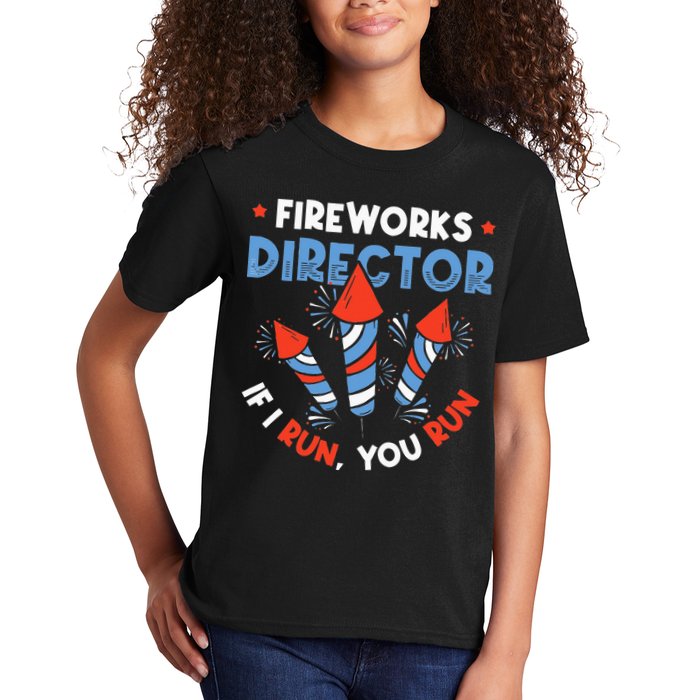 Fireworks Director If I Run You Run Pyrotechnician Kids T-Shirt