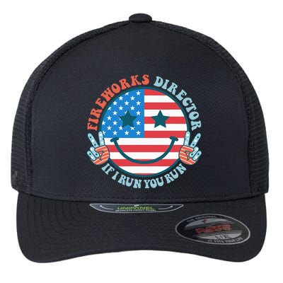 Fireworks Director If I Run You Run Funny 4th Of July Flexfit Unipanel Trucker Cap