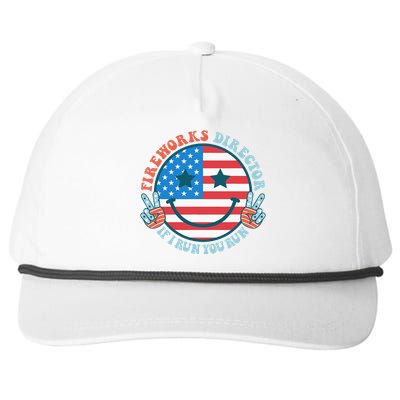 Fireworks Director If I Run You Run Funny 4th Of July Snapback Five-Panel Rope Hat