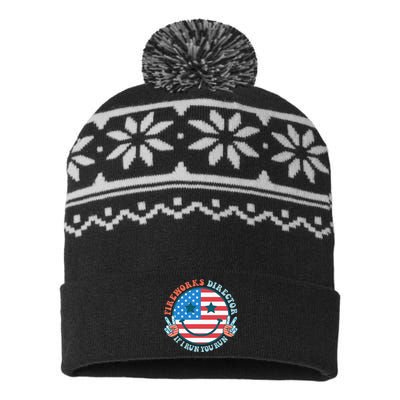 Fireworks Director If I Run You Run Funny 4th Of July USA-Made Snowflake Beanie