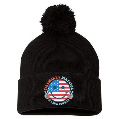 Fireworks Director If I Run You Run Funny 4th Of July Pom Pom 12in Knit Beanie