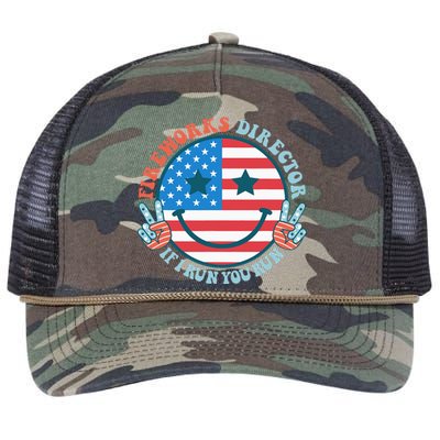 Fireworks Director If I Run You Run Funny 4th Of July Retro Rope Trucker Hat Cap