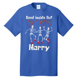 Funny Dead Inside But Merry Christmas Dancing Skeleton Nurse Gift Tall T-Shirt