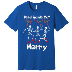 Funny Dead Inside But Merry Christmas Dancing Skeleton Nurse Gift Premium T-Shirt