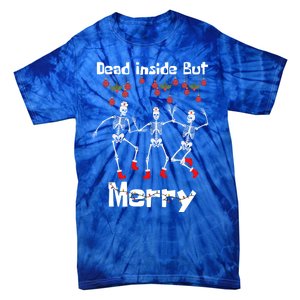 Funny Dead Inside But Merry Christmas Dancing Skeleton Nurse Gift Tie-Dye T-Shirt