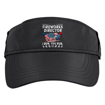 Fireworks Director I Run You Run Flag Funny 4th Of July Adult Drive Performance Visor