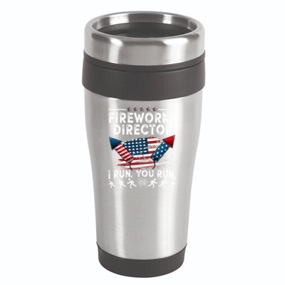 Fireworks Director I Run You Run Flag Funny 4th Of July 16oz Travel Tumbler