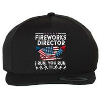 Fireworks Director I Run You Run Flag Funny 4th Of July Wool Snapback Cap