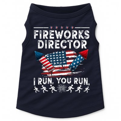 Fireworks Director I Run You Run Flag Funny 4th Of July Doggie Tank