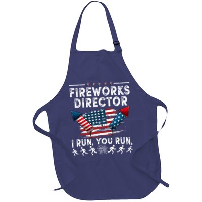Fireworks Director I Run You Run Flag Funny 4th Of July Full-Length Apron With Pockets