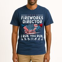 Fireworks Director I Run You Run Flag Funny 4th Of July Tall T-Shirt
