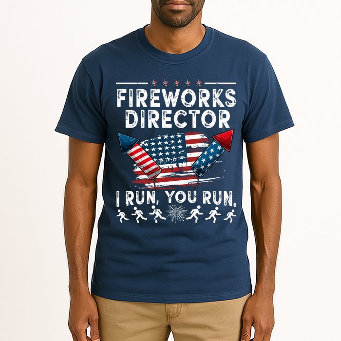 Fireworks Director I Run You Run Flag Funny 4th Of July Tall T-Shirt