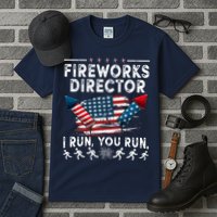 Fireworks Director I Run You Run Flag Funny 4th Of July Tall T-Shirt