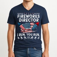 Fireworks Director I Run You Run Flag Funny 4th Of July V-Neck T-Shirt