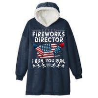 Fireworks Director I Run You Run Flag Funny 4th Of July Hooded Wearable Blanket