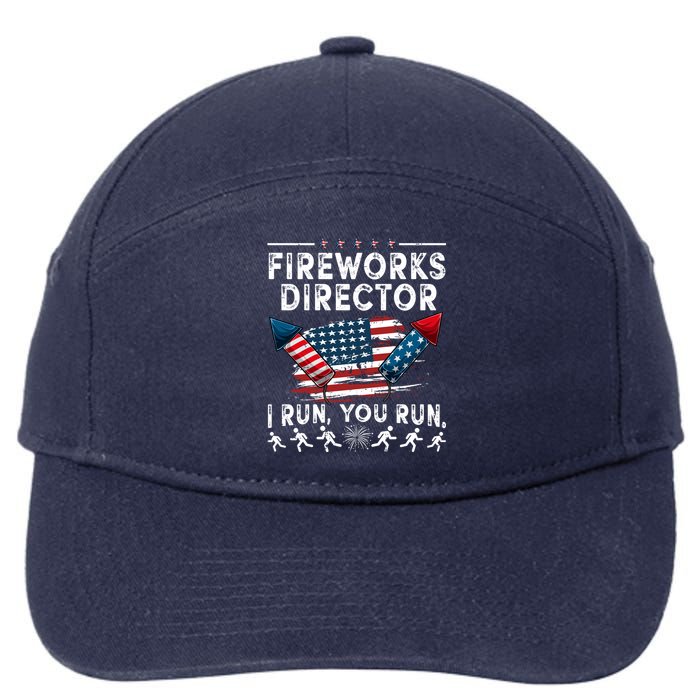 Fireworks Director I Run You Run Flag Funny 4th Of July 7-Panel Snapback Hat