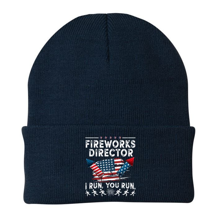 Fireworks Director I Run You Run Flag Funny 4th Of July Beanie