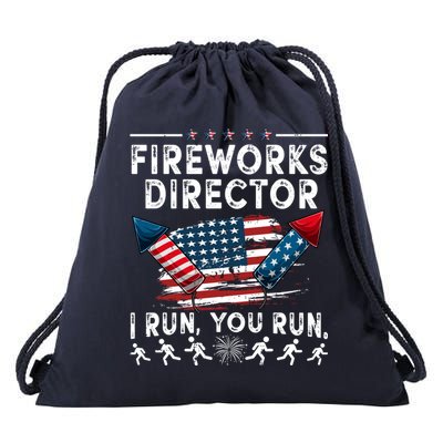Fireworks Director I Run You Run Flag Funny 4th Of July Drawstring Bag