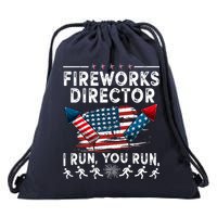 Fireworks Director I Run You Run Flag Funny 4th Of July Drawstring Bag