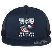 Fireworks Director I Run You Run Flag Funny 4th Of July Flatbill Hat