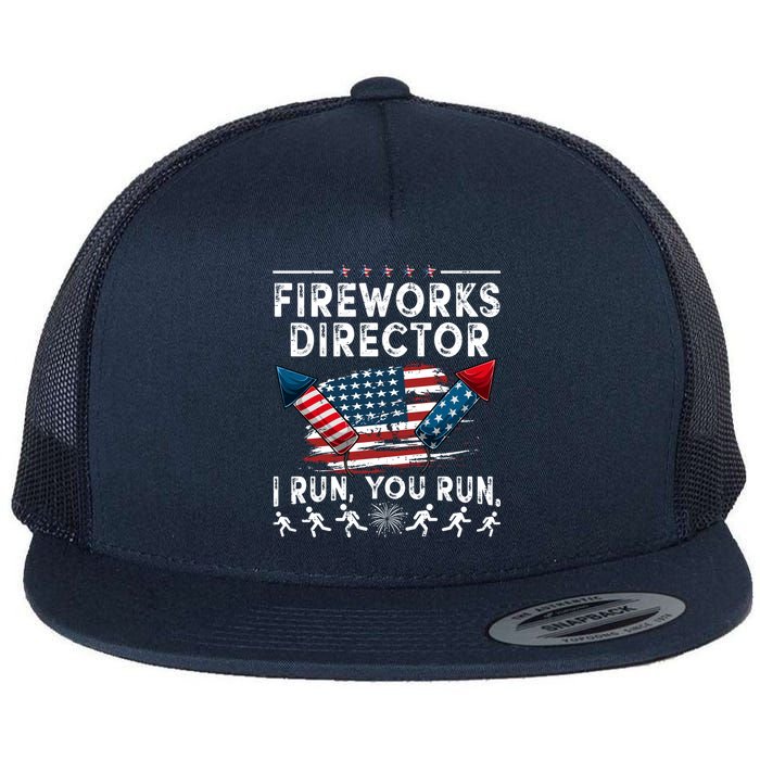 Fireworks Director I Run You Run Flag Funny 4th Of July Flatbill Hat