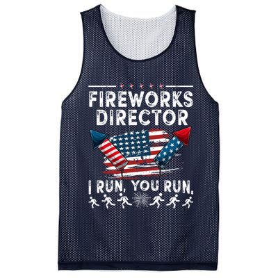 Fireworks Director I Run You Run Flag Funny 4th Of July Mesh Reversible Basketball Jersey Tank