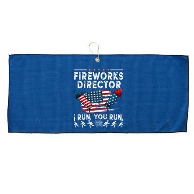 Fireworks Director I Run You Run Flag Funny 4th Of July Large Microfiber Waffle Golf Towel
