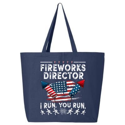Fireworks Director I Run You Run Flag Funny 4th Of July 25L Jumbo Tote