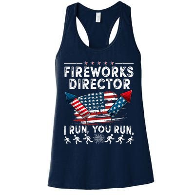 Fireworks Director I Run You Run Flag Funny 4th Of July Womens Tank Top