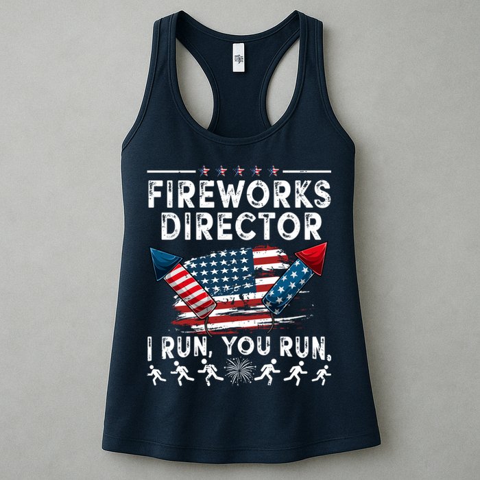 Fireworks Director I Run You Run Flag Funny 4th Of July Womens Tank Top