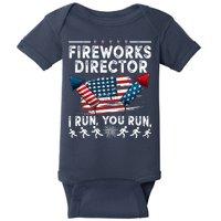 Fireworks Director I Run You Run Flag Funny 4th Of July Baby Bodysuit