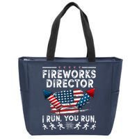 Fireworks Director I Run You Run Flag Funny 4th Of July Zip Tote Bag