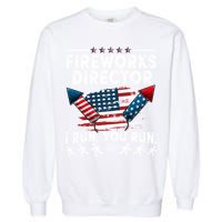 Fireworks Director I Run You Run Flag Funny 4th Of July Garment-Dyed Sweatshirt