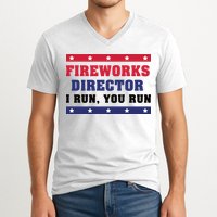 Fireworks Director I Run You Run | 4th Of July V-Neck T-Shirt