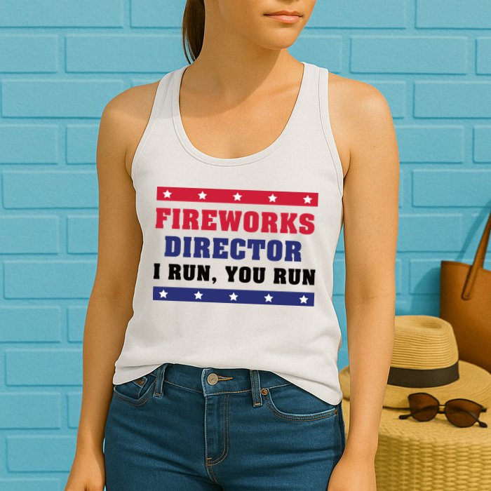 Fireworks Director I Run You Run | 4th Of July Womens Tank Top
